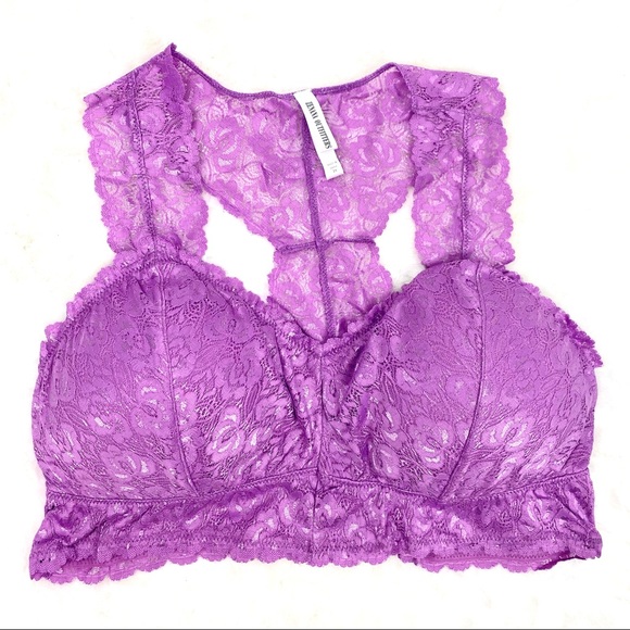 Plus Mauve Stretch Lace Hourglass Back Bralette - Picture 4 of 12